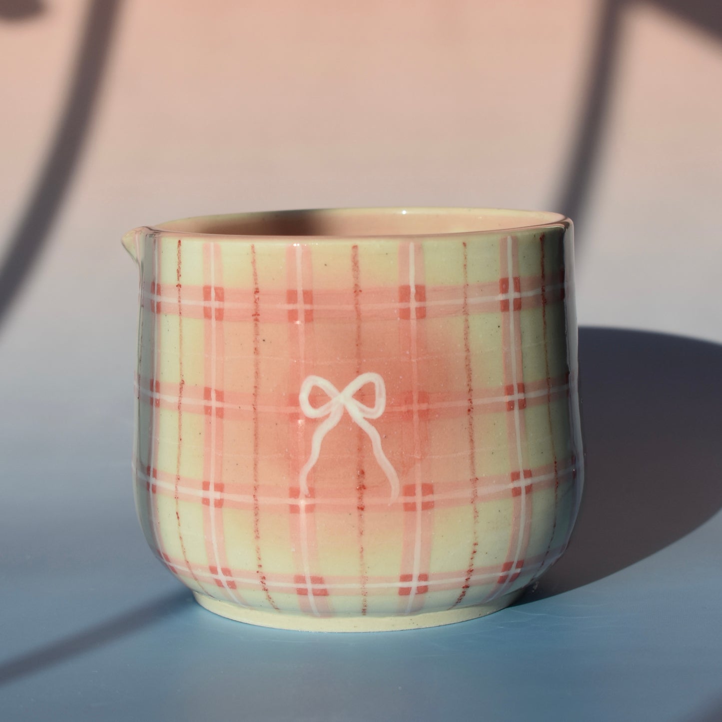 Plaid Pink Matcha Bowl & Chawan Whisk Holder